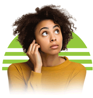 Beautiful African American woman looking up curiously.