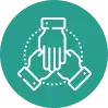 Icon of hands stacked together symbolizing executive support and collaboration