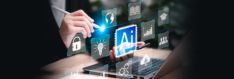 we can see a person using an AI app in his laptop to smiplify his work