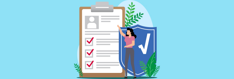 Illustrative image of a woman pointing at a large checklist on a notepad, symbolizing task management and organization.